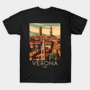 A Vintage Travel Illustration of Verona - Italy T-Shirt